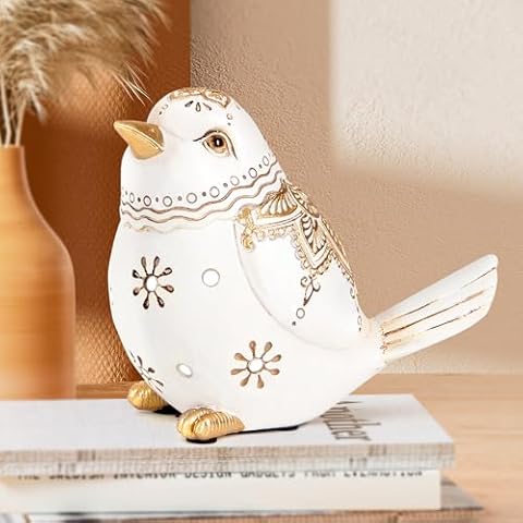 Xintim Bird Statue for Home Decor Accents Boho White Bird Figurines for Shelf Living Room Bedroom Centerpiece Table, Decorative Birds Sculpture, Animal Decor Gifts for Bird Lovers, Women Cover