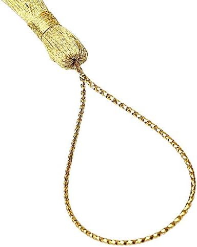 100 PCS Gold Tassels, 5 inch Gold Bookmark Tassels Silky Tassels Mini Craft Tassels Thread Tassels Charm Tassel Silky Floss Bookmark Tassels with Loops for Jewelry DIY Crafts