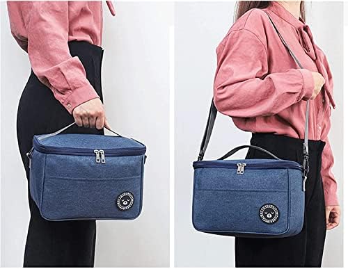 Insulated Lunch Bag for Women Men - Reusable Lunch Box for Work School Picnic Outdoor - Leakproof Cooler Tote Bag Freezable Lunch Bag with Adjustable Shoulder Strap (Medium, Navy Blue)