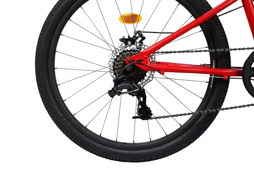 Miniatura 8 de Fabricbike Terra - Bicicleta De Montaña De Aluminio 24 Pulgadas De 8 A 11 Años, Bicicleta Mtb, Freno De Disco, Cambio De 7 Velocidades, Suspensión Delantera. Matte Red
