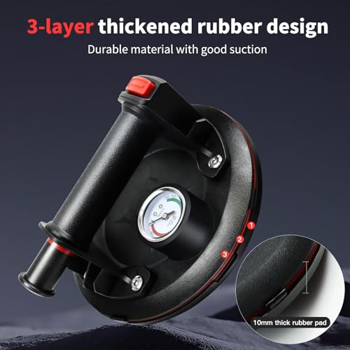 MENGBEI 8" Heavy Duty Suction Cups for Glass - 2 Pack with 600 lbs Load Capacity, Heavy Duty Glass Lifter Tool for Window & Tile Lifting by MENGBEI - Image 2
