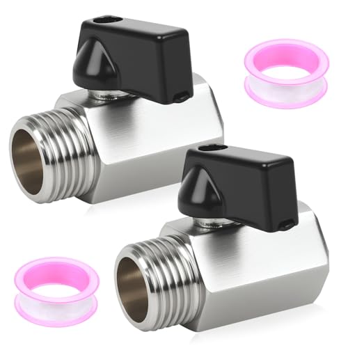 2 Pcs Vanne à Bille à Fermeture par Pression, Robinets à Bille en Laiton 1/2 pouce (DN15), Filetage Femelle avec poignée, pour cuisine, salle de bain et...