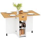 Mondeer Mesa de Comedor Plegable, Blanco Roble