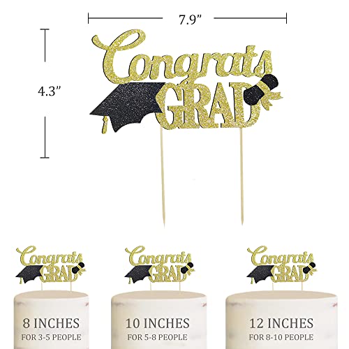 Congrats Grad Cake Topper, Class Of 2023 Themed Graduation Party Decorations For University College High School Celebration Party Supplies (Gold) #TOP1