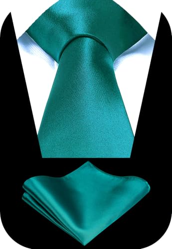 Image of TIE G Solid Satin Woven dyed Color Formal Black Necktie and Pocket Square Sets in Gift Box