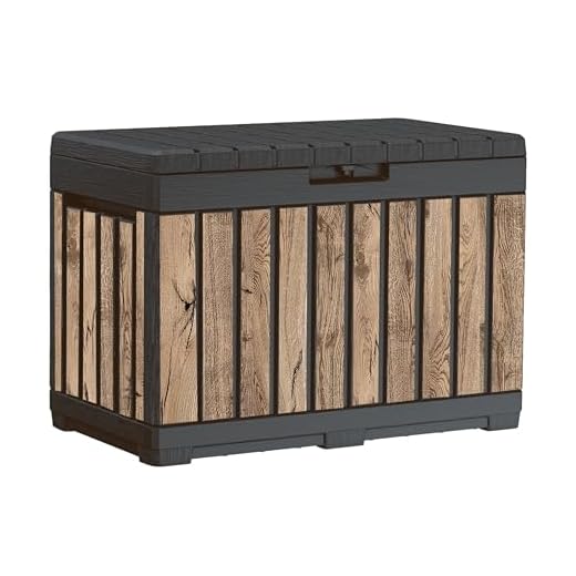 Koll Living Gartenbox Kentwood 190 Liter Stauraum in Holzoptik Pinie | Aufbewahrungsbox mit Sitzfunktion für Sitzauflagen, Gartengeräte oder Kinderspielzeug | wasserdicht & gut belüftet