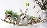 Material: Holz bunt bemalt Dekorativer Schriftzug Ostern mit Hase zum hinstellen Natur Holz grau 30 cm gross IK