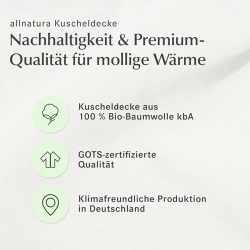 allnatura warme Kinder Sommer-Kuscheldecke COTONA-Bambini 100x150 cm Made in Germany Natur-Farben - 100% nachhaltige Bio-Baumwolle - schadstoffgeprüfte Überwurfdecke für Kinderwagen, Bett, Boden