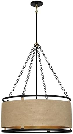 Minka Lavery 3866-726 Windward Passage Pendant, 6-Light, 360 Total Watts, 26.5-in H x 34-in W, Coal Black and Soft Brass