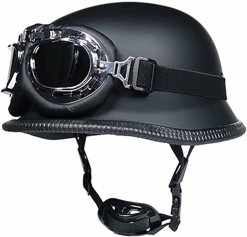 Casco motocicleta abierto estilo retro alemán DOT negro mate L