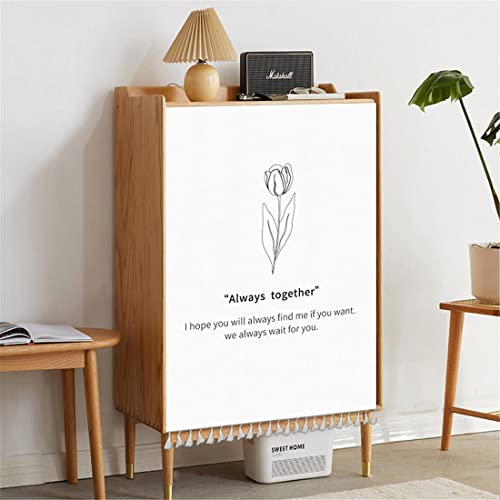 (ケヤカ) Keyaka のれん 暖簾 戸棚 トイレ カラーボックス 目隠し マジックテープ 花柄 カフェカーテン 間仕切り 本棚 靴箱 カバー フリンジ 北欧 半遮光 収納棚 カバー キッチン リビング 玄関 飲食店 洗面所 部屋 台所 小窓 出入り口