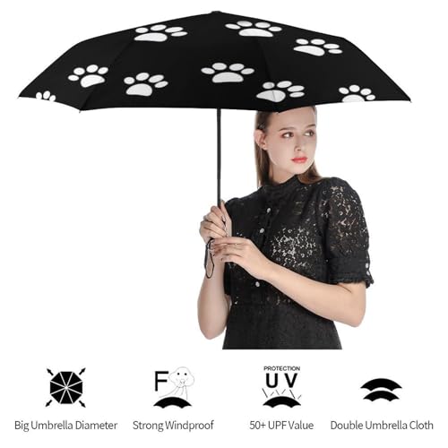 Parapluie pliable motif pattes de chien imperméable et résistant - 4
