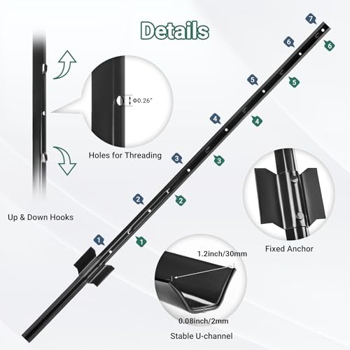 Toriexon Metal Fence Posts 4 FT Black, 10 Pack Heavy Duty U Posts, No Dig T Posts for Fences Wire Mesh, Perfect for Temporary Fencing, Electric Fence Wire, Corner Anchor by Toriexon - Image 3