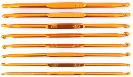 Onythral Latch Hook Hair Tool 8 Piece Double End Crochet Hook Set Alumina Knitting Needles 13.5cm Gold Smooth Plated Finish for Weaving Knitting Crochet Learners