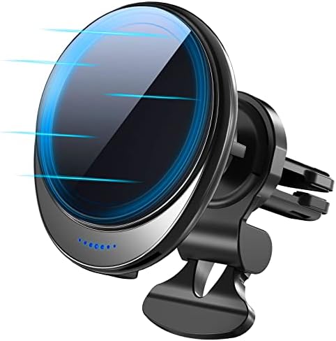 Magnetic Wireless Car Charger,Compatible with Magsafe Car Charger Mount,15W Fast Charging Auto-Alignment Air Vent Mount Magnetic Car Charger Compatible with iPhone 14/13/12 Series