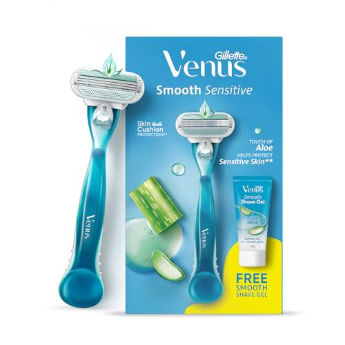 Gillette Venus Smooth Hair Removal Razor for Women with Aloe Vera with FREE Venus Smooth Shave Gel, 1 Pc