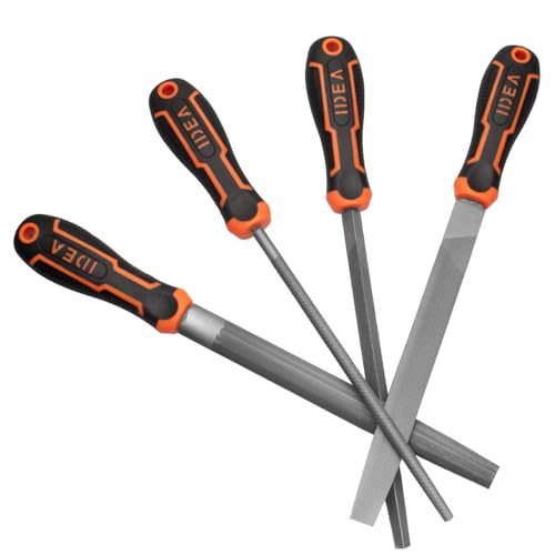 Kit Jogo De Limas Bastarda 8'' Cabo Emborrachado 4 Peças