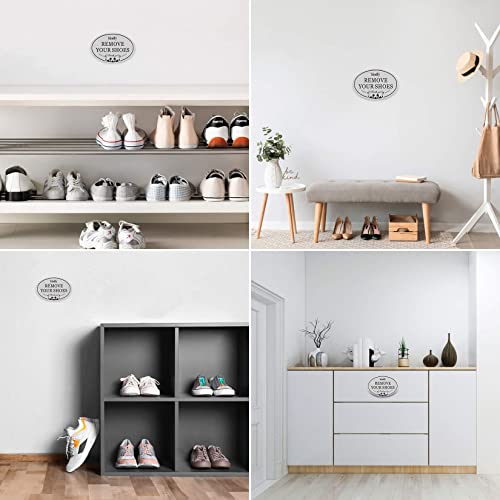 Cargen Kindly Remove Your Shoes Oval Please Take Off Your Shoes No Shoes Sign Decal Sticker Home House Door Sign 3.8" X 6.3" Christmas Gifts #TOP4