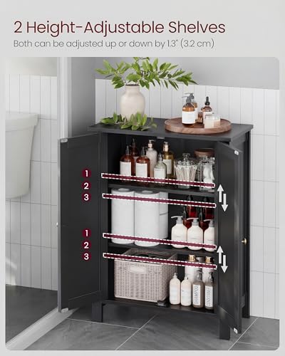 Image of VASAGLE Bathroom Floor Storage Cabinet,2 Adjustable Shelves,Ink Black | Bathroom Storage Unit, 23.6 inchL x 23.6 inchW x 31.5 inchH, HELAN Collection UBCB060B01