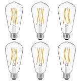 Ascher Dimmable LED Edison Bulbs 60 Watt Equivalent, Eye Protection Led Bulb with 95+ CRI, Warm Whit