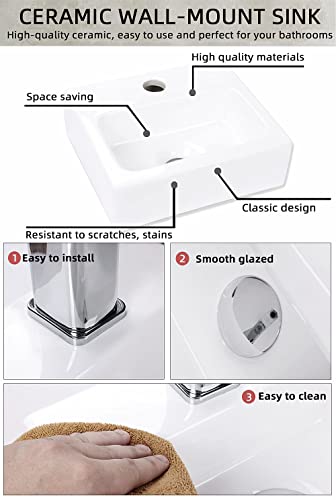 Pia pequena para pendurar na parede, pia de cerâmica Liberty, pia de banheiro retangular, visual clá
