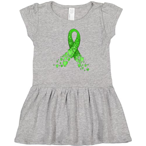 inktastic Mental Health Awareness Ribbon with Green Hearts Infant Dress 18 Months Heather Grey 36fe8