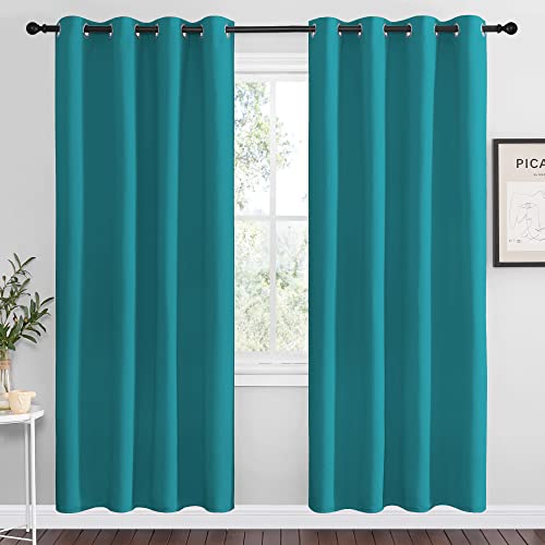 Image of NICETOWN Room Darkening Curtains 78 inch Length 2 Panels, Thermal Insulated Grommet Blackout Curtains for Modern Casual Elegant Bedroom Kids Room Theme Decoration (Peacock Teal, 2 Pieces, W55)