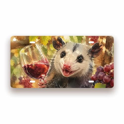 POSSUM WINE ANIMAL Metal Tin Sign License Plate Bar Cafe Garage Cave Home Room Wall Bathroom Farmhouse Garden Porch Patio Decor, 12 x 6 Inch