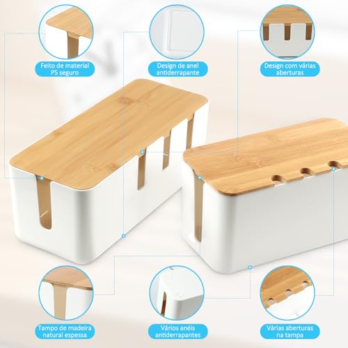 Nazdan Caixa Organizadora de Fios, Organizador de Cabos, 135 Peças, Branco, Grande (33,3*12,3*11,5 c