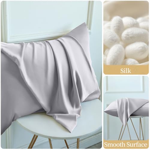 Silk Pillow Cases King Size with Hidden Zipper, Mulberry Silk Pillowcase for Hair and Skin,Prevent Acne Pillowcase Organic Silk Pillowcases with Hidden Zipper（King 20x36inch） — view 3