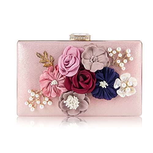 Lanpet Women's Evening Bag for Women, Flower Wedding Evening Clutch Purse Bride Floral Clutch Bag Beaded Evening Handbag