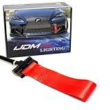 iJDMTOY Track Racing Style Red Towing Strap for 2006-up Lexus IS200t IS250 IS300 IS350 is-F, 2011-up Lexus CT200h & 2015-up Lexus RC200t RC300 RC350 RCF, Tow Hole Adapter Mounted Nylon Loop Hook