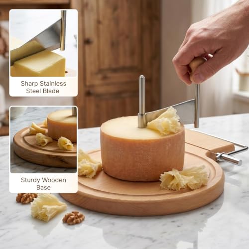 Esyun 2-in-1 Cheese Curler Wheel & Slicer, Stainless Steel Cheese Shaver with Manual Handheld Flaker, Kitchen Cheese Cutter Gadget for Butter Chocolate Home Parties Bakery Restaurants Cafes by Esyun - Used condition - Image 4