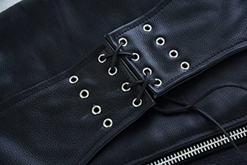 Black Motorcycle Riding Leather Chaps For Men Women W/Zip Out Liner, Cowboy Biker Chap Pants With Four Deep Pockets (Medium) #TOP4