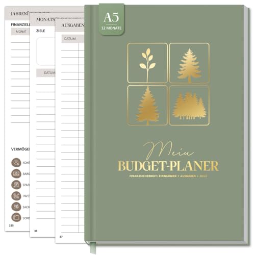 12 Monate Budget Planner Deutsch - Undatierter Haushaltsbuch 2026 mit 60 Wochen Einnahmen-Ausgaben Tracker, Achtsamkeit, Reflexion - Finanzplaner - Budgetplaner zur Kontrolle Geldes - Ausgabenbuch