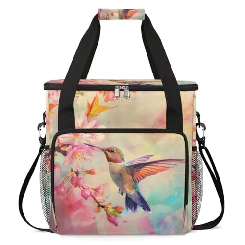 cfpolar Hummingbird Cherry Blossom Coffee Maker Storage Bag, Travel Coffee Maker Carrying Storage Tote Bag Compatible with K-Mini or K-Mini Plus, Dustproof Tote Bag with Shoulder Strap for Women Men -  A-000F-002-0727-01-246U-000X