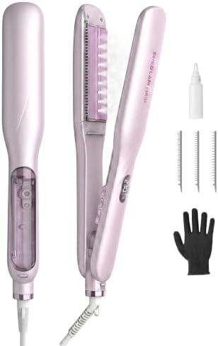 SHEGLAM Steam Flat Iron Hair Straightener 1.5" Ceramic Flat Iron with Combs