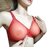 See-Through Pocket Bra for Silicone Breastforms Crossdress8799 (42D, Red)