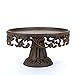 Glass Domed Cake Pedestal with Acanthus Leaf Ornate Brown Metal Base and Cream Ceramic Plate