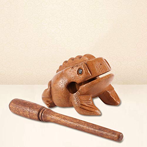 Zetiling Wooden Frog, Percussion Instruments Frog Ornaments,Thailand Traditional Craft,Wooden Lucky Frog Croaking Musical Instrument for Home Office Yard Decor(5.8CM) - Thumbnail 5