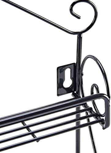 EZOWARE 3-Tier Spice Rack, Countertop / Wall Mounted Herbs Shelf Cupboard Storage Organiser Holder for Kitchen, Pantry, Cabinet, Free Standing - Black