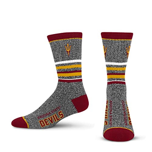 For Bare Feet Mens NCAA Arizona State Sun Devils 5 Star Crew Sock Marble Grey Large