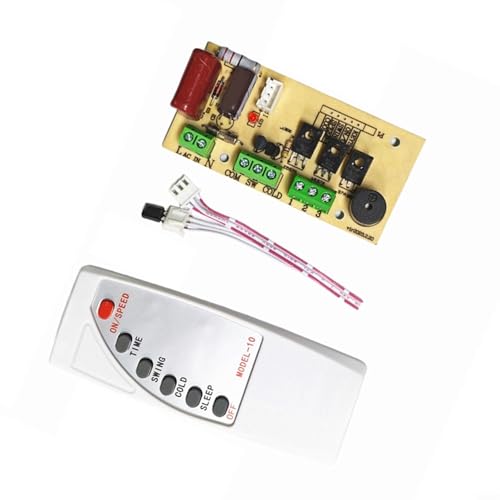 EffiFish Placa de control de ventilador de 300 W con control remoto, temporizador de 7.5 horas y 3 modos de viento para reparación de enfriador de aire, pieza de repuesto de placa de circuito amarilla