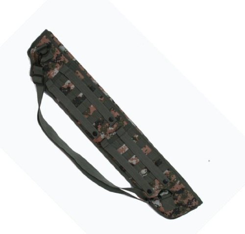 19" Woodland Digital Ambidextrous Molle Short Shotgun Scabbard Soft Protective Case With 4 Round Carrier & Shoulder Strap + Molle 25 Round 12 Gauge Shot Shell Ammunition Ammo Reload Carrier Pouch #TOP2