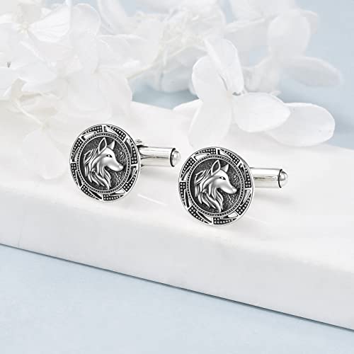 Wolf Cufflinks Sterling Silver Round Cufflinks Suit Accesorries Cufflinks Jewelry Gifts For Men Husband #TOP2