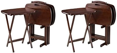 Winsome Wood 94577 Lucca 5 Piece Set TV Tables with Handle, 22.83" W x 25.79" H x 15.67" D, Brown (Pack of 2)