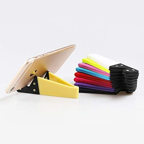 homEdge Cell Phone Stand, Set of 9 PCS Universal Foldable Pocket Size Plastic V Shaped Mobile Phone Desk Mount Holder, Foldable Vertical and Land Scale Mold Stand for Tablet and Smartphones  9 Color