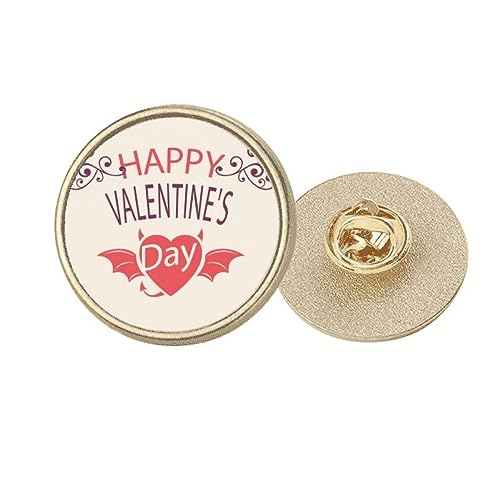 Broche ronde cœur ailes de diable en métal doré, le cadeau de Saint-Valentin idéal