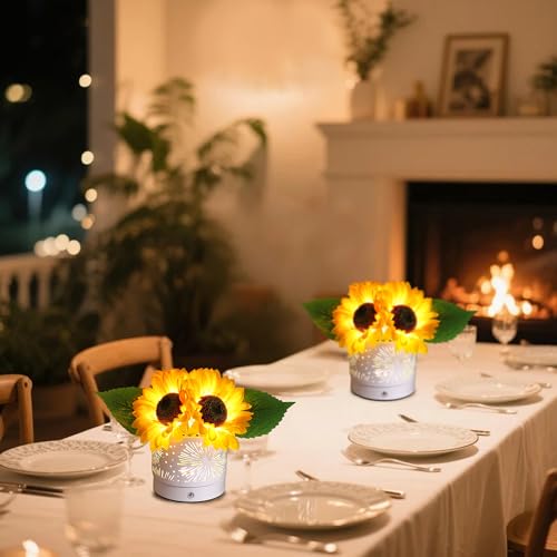 Image of Sunflower Lamp Gifts for Women, Night Light Flower Lamp Decor for Bedroom Office Weeding Bar, Valentine's Mothers Day Christmas Birthday Gifts for Women Mom Daughter Friend Girlfriend