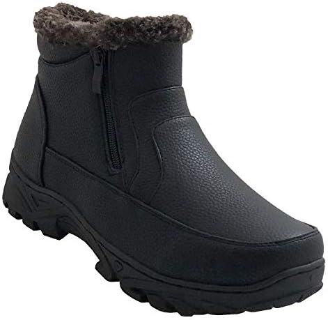 Gelato Mens Snow Winter Hiking Boots Warm Fur Lined Ankle Slip-On Booties with Side Zipper